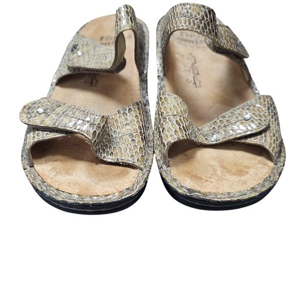 Finn Comfort Sandals Womens EU39 D US 8.5 Slide Wide Snakeskin Embossed Leather - Picture 4 of 7